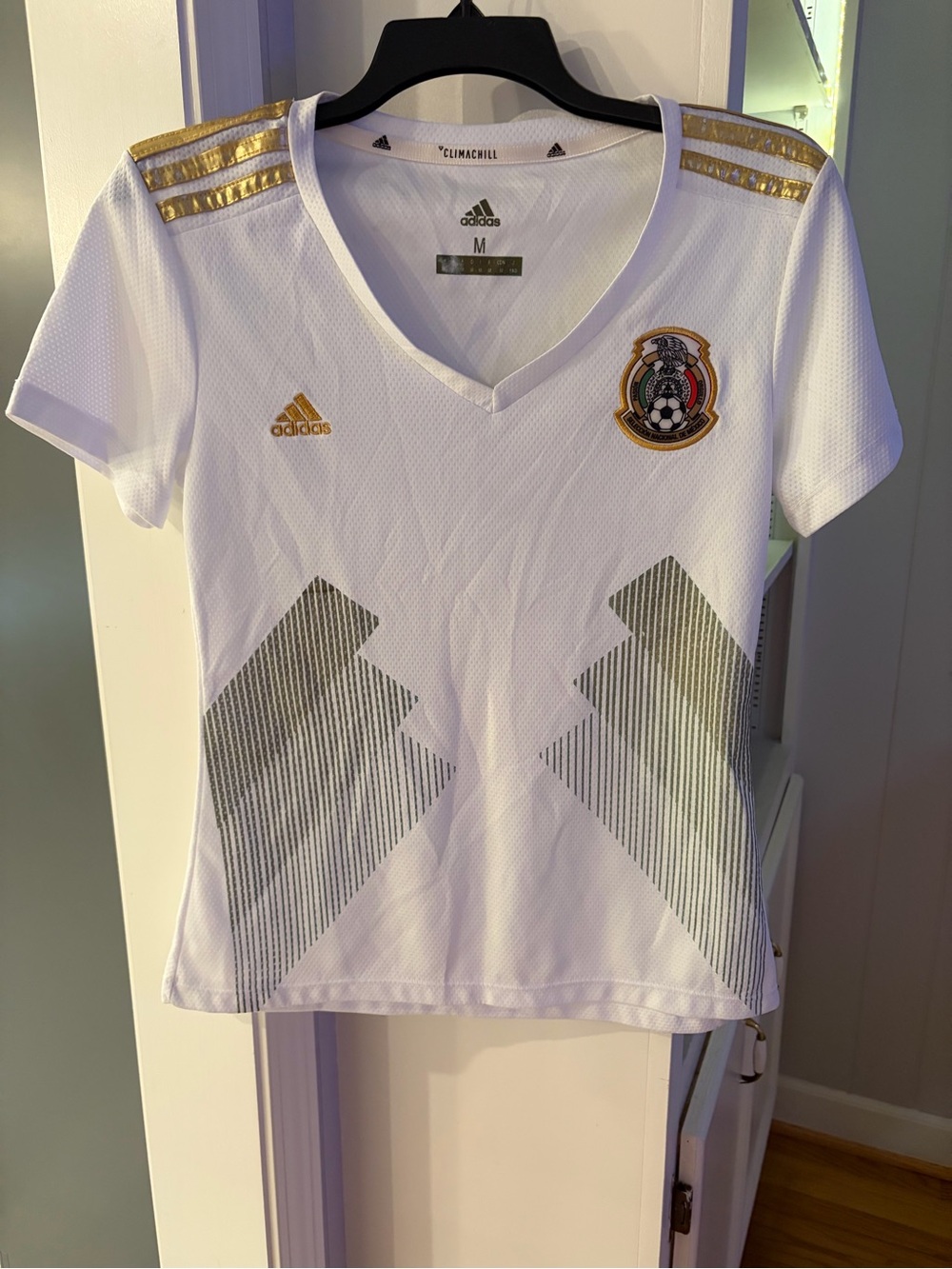 Adidas Womens' White & Gold Mexico Soccer Jersey - M
